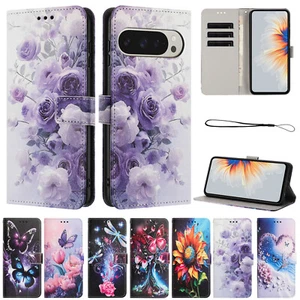For Google Pixel 9 Pro XL 9A 8 7 Magnetic Leather Pattern Wallet Case Flip Cover - Picture 1 of 20