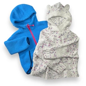Girls 5 Hoodie Pullover Bundle Blue Sherpa 1/2 Zip Hooded Rainbow Unicorn Pocket - Picture 1 of 12