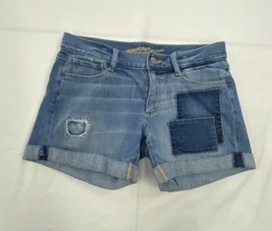 Pantalones cortos de mezclilla para mujer Arizona Jean Co, talla 7, parches azules - Imagen 1 de 12
