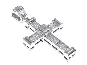 Mens 14k White Gold 6.00ct Princess Cut White Diamond 45.6 Gram Stunning Cross - Picture 1 of 9