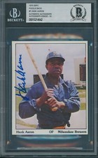 1975 SSPC Puzzle Back #1 Hank Aaron Beckett Authentic Signed Auto 10 *4642