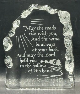 Hallmark 1976 Little Gallery Irish Blessing Etched Crystal Figurine Austria - Picture 1 of 13