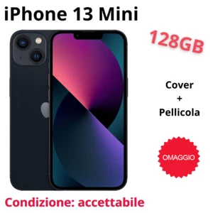 Apple iPhone 13 Mini 128 GB Colore Mezzanotte Cover Pellicola Omaggio Garanzia - Foto 1 di 8