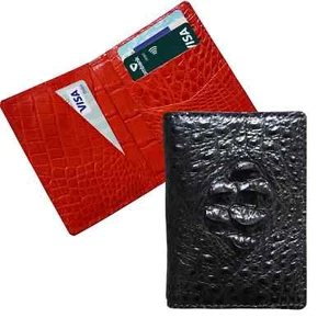 Black/Red Genuine 100% Doubleside EXOTIC Leather Skin Men's Card Holder,Wallets - Picture 1 of 8