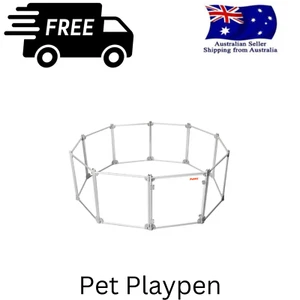 NEW Pet Playpen Transparent Acrylic Clear Folding Dog Fence Kennel 10 Panel - Picture 1 of 8
