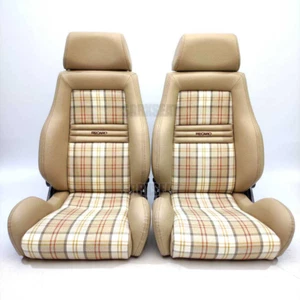 【1 PAIR】AUTHENTIC RECARO LSB TAN TARTAN【TH LOCATION ➞ CUSTOMS MAY APPLY】 - Picture 1 of 12