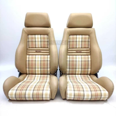 【1 PAIR】AUTHENTIC RECARO LSB TAN TARTAN【TH LOCATION ➞ CUSTOMS MAY APPLY】 - Image 1 of 4