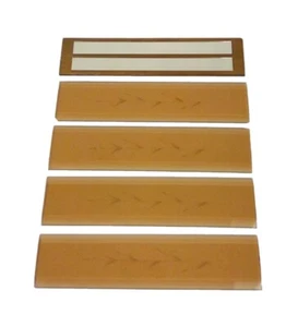 Vintage Saffron Gold Shelf Glass 12-5/8"x 2-7/8" Beveled Etched Glass HG19 - Picture 1 of 12