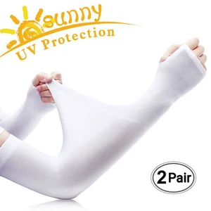 2 Paar Cooling Arm Sleeves Cover UV Sonnenschutz für Herren Damen Outdoor Sport - Bild 1 von 8