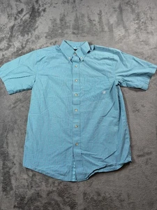 Ariat Pro Series Shirt Mens Small Teal Plaid Short Sleeve Button Down Western - Picture 1 of 17
