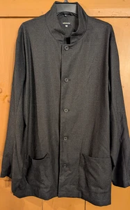 Camicia Eskandar lana/cashmere lunga bottoni davanti nera colletto cinese taglia 2 - Foto 1 di 13