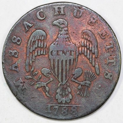 1788 1c Massachusetts Colonial Copper Coin - Image 1 of 3