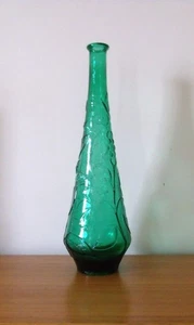 Botella jarra Genie vintage Mid Century Empoli en relieve en verde hecha en Italia - Imagen 1 de 2