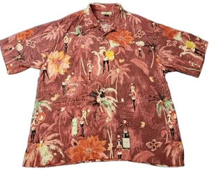 Tommy Bahama Hawaiian Shirt Christmas Cool Yule Miss Claus Vixen Pin-Ups Mens XL - Picture 1 of 9