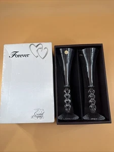 ECHTES BLEIKRISTALL GLAS SEKTFLÖTEN HOCHZEIT HERZEN STIEL KLAR K - Bild 1 von 10