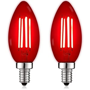 Luxrite E12 LED Filament Red Light Bulbs, 4.5W=40W, UL, E12 Base 2 Pack - Picture 1 of 7