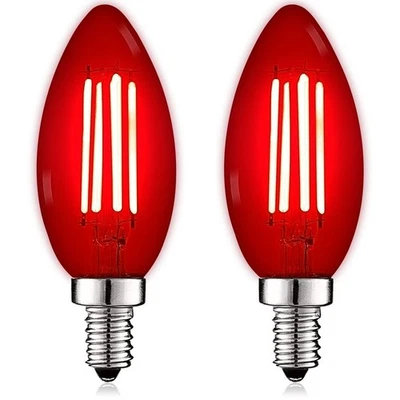 Luxrite E12 LED Filament Red Light Bulbs, 4.5W=40W, UL, E12 Base 2 Pack - Image 1 of 4