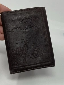 Handcrafted Leather Wallet from Bolivia – Unique w/ Zippers Pockets Trifold - Picture 1 of 7