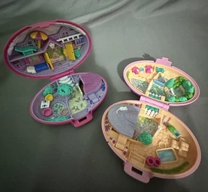 Bluebird Polly Pocket 1995 Palomino Pony and Shetland Pony Parade COMPACT Set - Picture 1 of 12