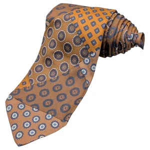 Robert Talbott Roots Tie Mens 58.5" Silk Baroque Patchwork Medallion Brown VTG - Picture 1 of 9
