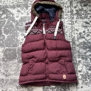 Women’s Tokyo Laundry Hooded Winter Vest With Faux Fur Trim Medium Red, Burgundy - Picture 1 of 10