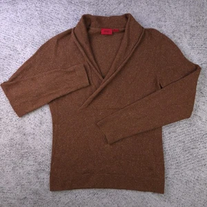 HUGO Sweater Mens Small Wool Silk Angora Blend Shawl Collar Roll Neck Brown GUC - Picture 1 of 10