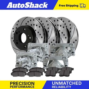 Front & Rear Coated Disc Brake Rotor with Pad + Caliper for 2010-12 Honda Accord - Picture 1 of 7
