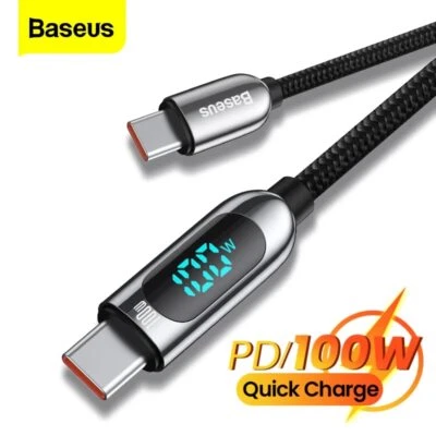 Baseus 100W USB C Kabel Type C Schnell LED Anzeige Ladekabel Für Samsung S22 S21 - Bild 1 von 4