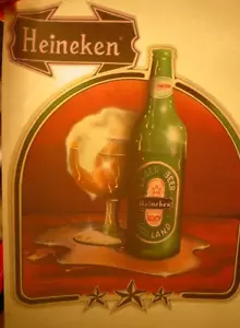 BIRRA HEINEKEN VINTAGE ANNI 70 FERRO DA STIRO AD ALCOOL SU TRANSFER B-24 - Foto 1 di 2