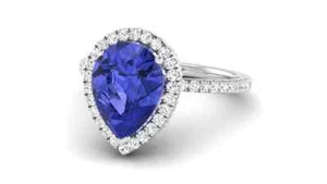 2.6Cts Pear Tanzanite Ring tanzanite Engagement Ring 925 Sterling Silver ring - Picture 1 of 5