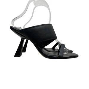 Marc Fisher Deann Sandal Heel Black Leather Square Open Toe Women Size 8M - Picture 1 of 8