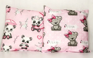 2 pack baby pillows filled patterned cushions 4 pram cot bed pandas 1 year+ - Picture 1 of 1