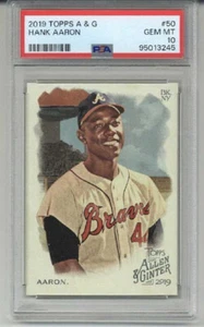 2019 TOPPS ALLEN & GINTER #50 HANK AARON CARD ATLANTA BRAVES PSA 10 POP 5 RARE - Picture 1 of 2