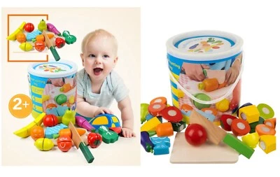 Frutta e verdura gioco in legno per bambini giocattolo cibo cucina chef in legno - Immagine 1 di 4