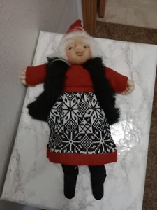 HTF Nissen Doll Thelma Paulson Christmas Tomte Handcrafted Red Black Dress - Picture 1 of 4