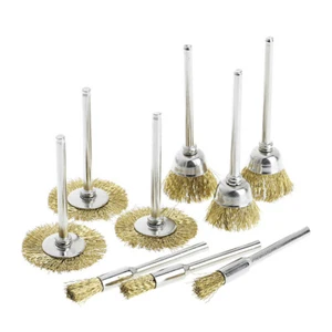 9 Brass Brush Wire Wheel Brushes Die Grinder Rotary Electric Tool for Engraver - Zdjęcie 1 z 8