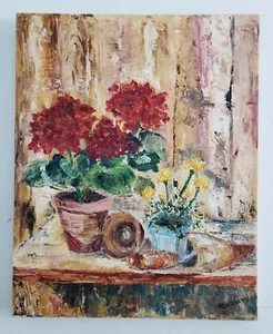 Peter Lodato Flower Pot Oil Painting On Canvas LA California Artist Signed  - Picture 1 of 10