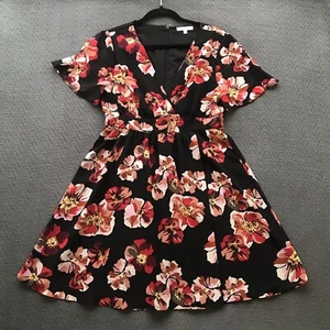 Neu ohne Etikett Madewell schwarz rot Blumenmuster Kleid Flattern Ärmel V-Ausschnitt Kunsthalstuch Falten 4 - Bild 1 von 7