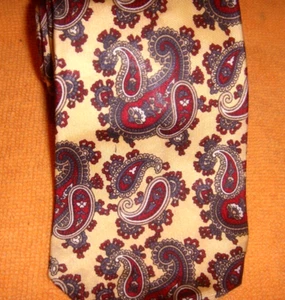 OAKTON 100% SILK STRIPED MENS TIE 57X3"GEOMETRIC YELLOW/RED.BLUE TEAR DROP STYLE - Picture 1 of 1