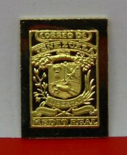 Modern Gold plated 6.1g Silver Stamp Ingot Venezuela 1859 Coat of Arms