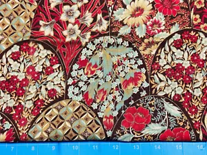 Tina Scrap 7”x21” Garden Oriental Imperial Leaf Flower Floral OOP Cotton Fabric - Picture 1 of 1