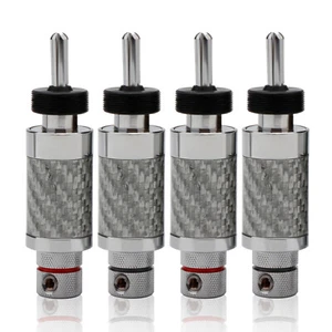 4PCS Spine Audio Banana Fibra di Carbonio Connettori Maschio Adattatori Rodiati - Foto 1 di 15