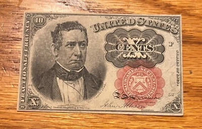 5th  issue 10c  Fr-1265 Long Key Fractional currency , CCU - Image 1 of 2