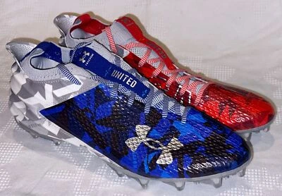 Botines de fútbol Under Armour Blur Smoke 2 EE. UU. azul rojo gris blanco para hombre talla 8 12,5 Foto 1 de 4