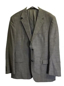 Andrew Fezza Men’s 46L Sport Coat Blazer Grey Worsted  Wool Jacket - Picture 1 of 12