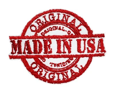 Made In USA Stamp Embroidered Applique Iron On or Sew On Patch 3" x 2.25" - Image 1 of 3