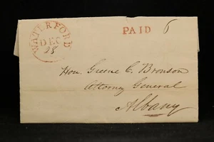 Nueva York: Waterford 1829 cubierta sin estampillas, CD rojos y 6 pagados a Albany - Imagen 1 de 4