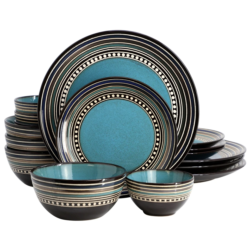 Gibson Elite Café Versailles 16 Piece Double Bowl Dinnerware Set - Blue - Image 1 of 1