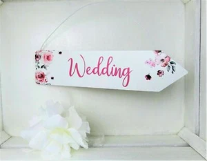 Dekohänger Hängedeko Holz Hochzeit Schild Wegweiser Frühling Wedding Rosa Sommer - Picture 1 of 2
