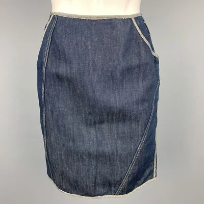 NINA RICCI Size 4 Blue Contrast Stitch Denim Pencil Skirt - Image 1 of 4